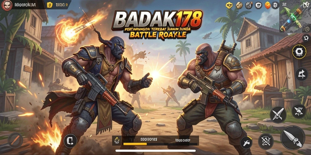 Tangkapan layar pertarungan intens di dalam <strong>BADAK178</strong> Battle Royale.