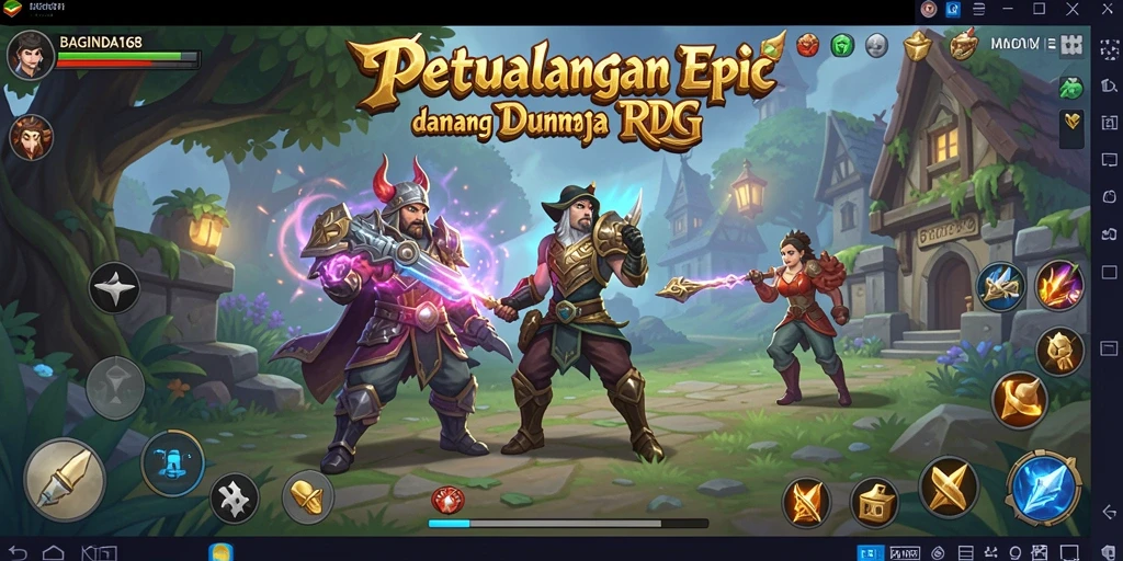Screenshot dari gameplay <strong>BAGINDA168</strong> menampilkan karakter bertarung melawan monster.