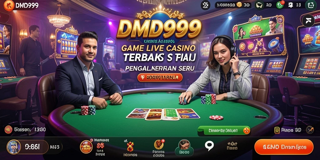 Screenshot DMD999 menunjukkan pemain menikmati permainan Live Casino secara interaktif.