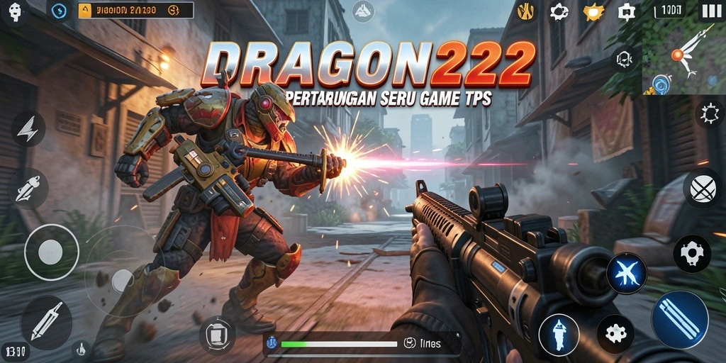 Screenshot utama DRAGON222 menampilkan aksi seru dalam pertempuran TPS.
