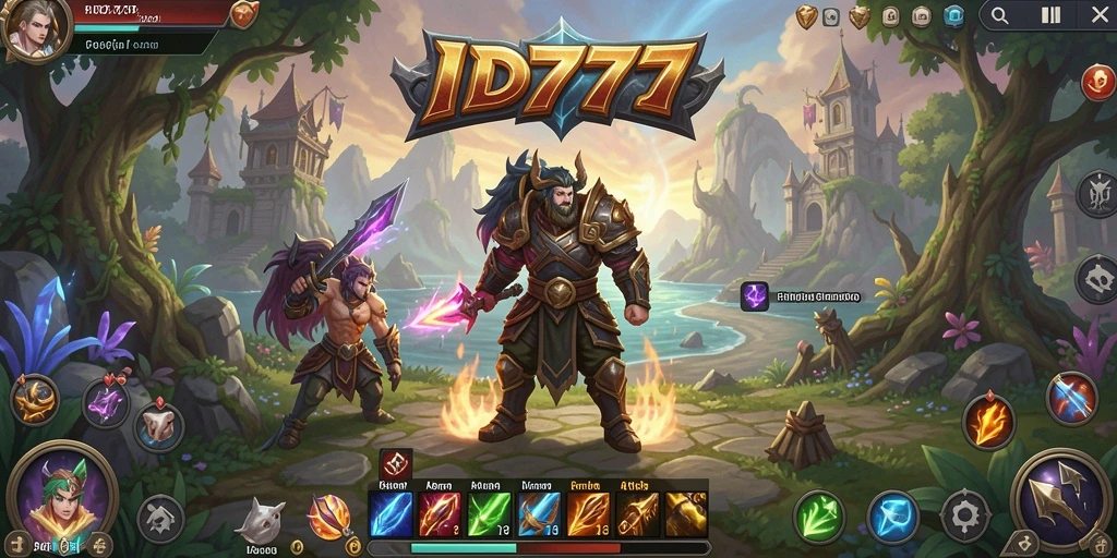 Tangkapan layar gameplay ID777 memperlihatkan pertarungan epik di dunia ARPG.