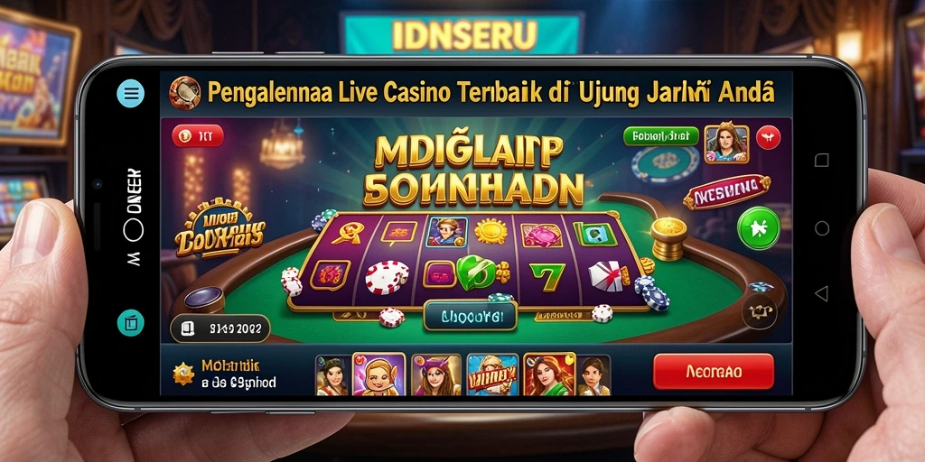 Screenshot gameplay IDNSERU dengan dealer langsung dan suasana kasino.
