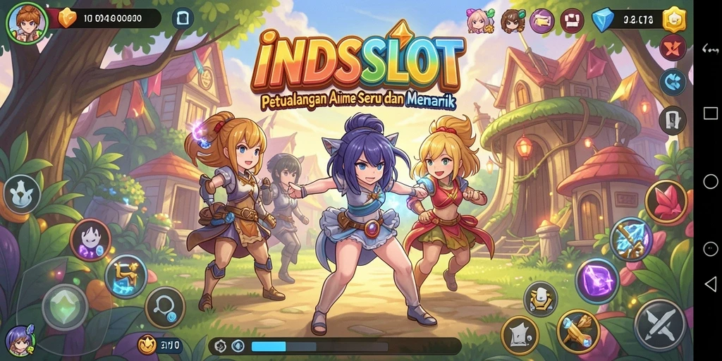 Tampilan gameplay seru INDSLOT dengan karakter anime menarik.