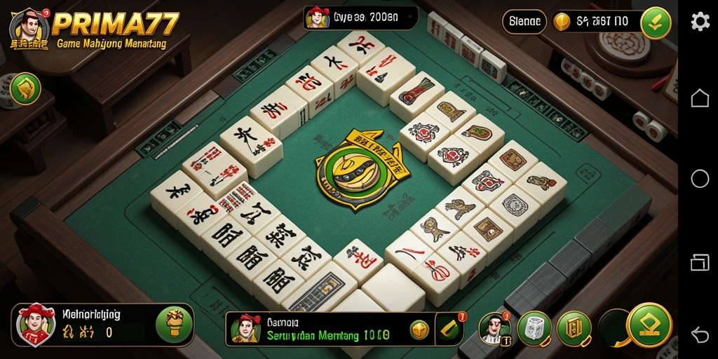 Tampilan gameplay Mahjong yang mendebarkan di PRIMA77.