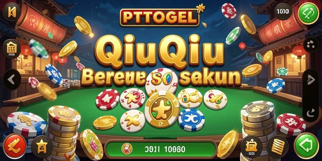 Screenshot gameplay PTTOGEL menampilkan aksi seru permainan QiuQiu.