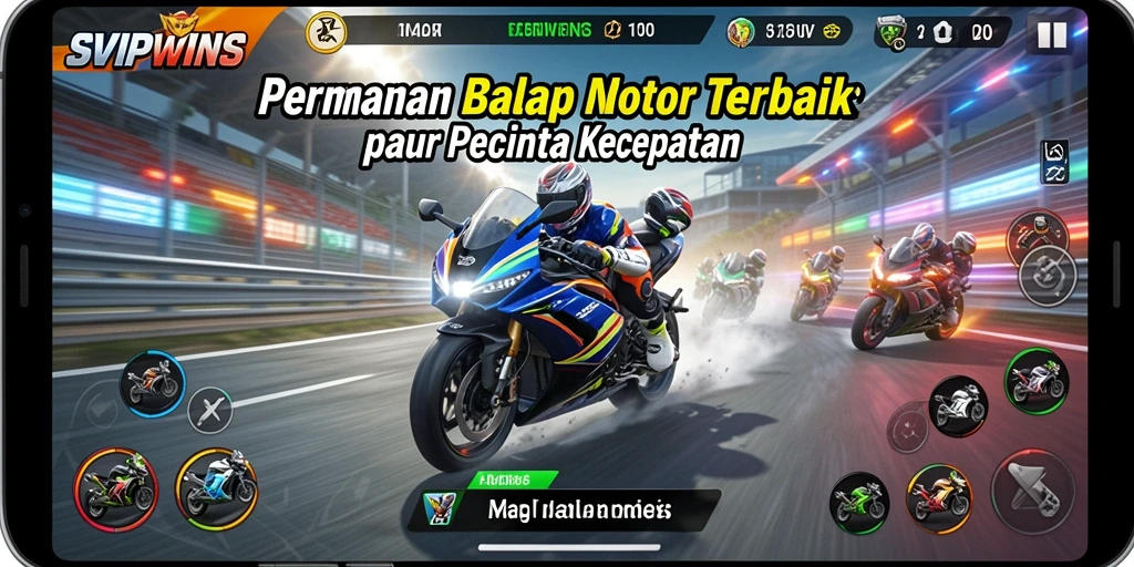 Gameplay seru dengan latar trek balap yang menakjubkan.