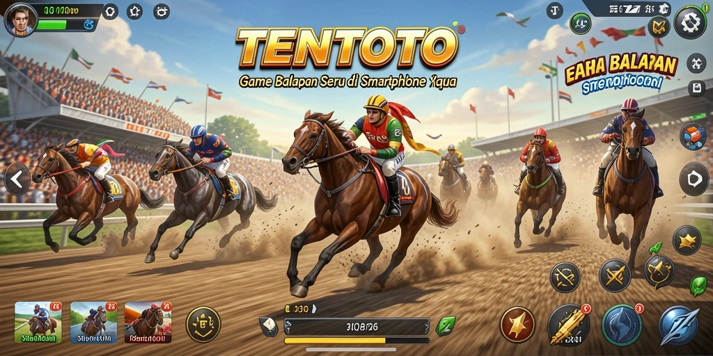 Tampilan gameplay TENTOTO yang penuh aksi di lintasan balapan.